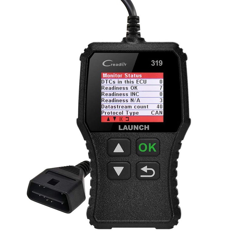 LAUNCH OBD2 Scanner Engine Fault Code Reader, CR319 Code Reader Scanner, CAN Diagnostic Scan Tool Supports DTC Lookup, Mode6 O2 Sensor for OBDII Protocol Cars Since 1996 Black - Image 1